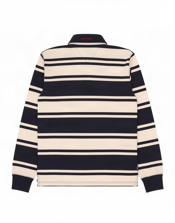 Polo da rugby da uomo Tommy Hilfiger dal taglio vintage, a righe medie, blu navy