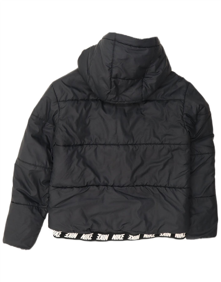 Giacca imbottita con cappuccio grafico Nike da donna UK 14 medio blu navy poliestere