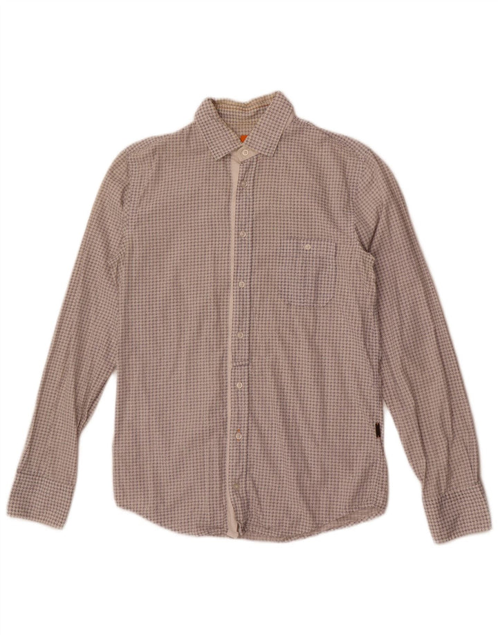 Camicia slim fit da uomo Hugo Boss piccola pied de poule bianca
