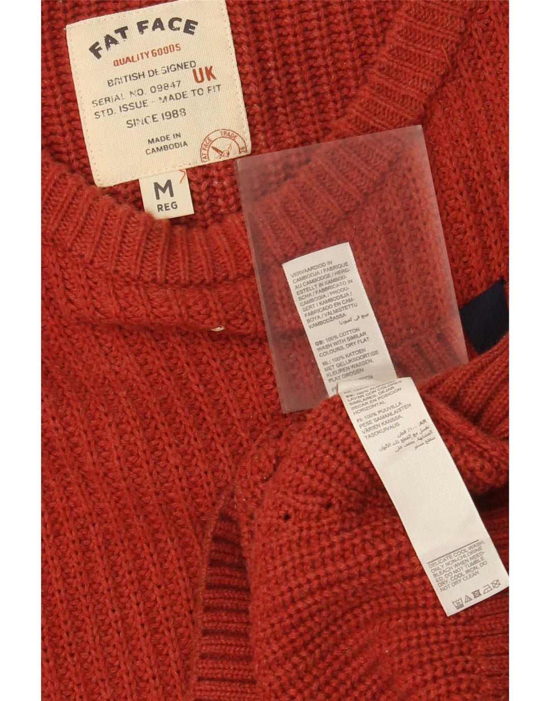 Maglione da uomo con scollo a barca Fat Face in cotone rosso medio