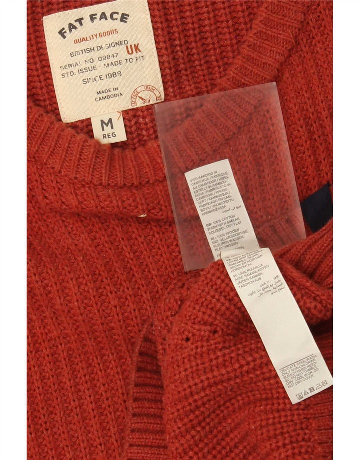 Maglione da uomo con scollo a barca Fat Face in cotone rosso medio