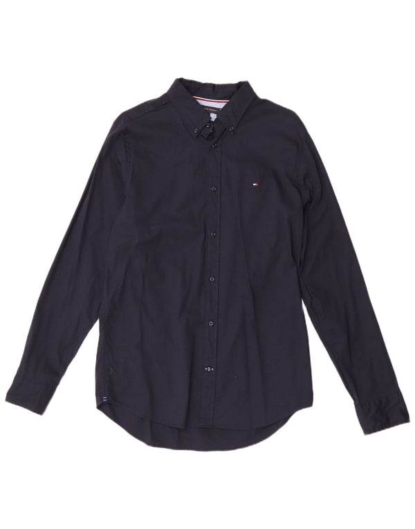 Camicia slim fit da uomo Tommy Hilfiger grande in cotone blu navy