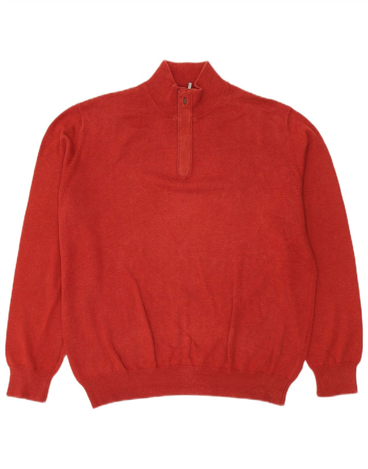 MASSIMO DUTTI Maglione da uomo con zip e collo grande in cotone rosso