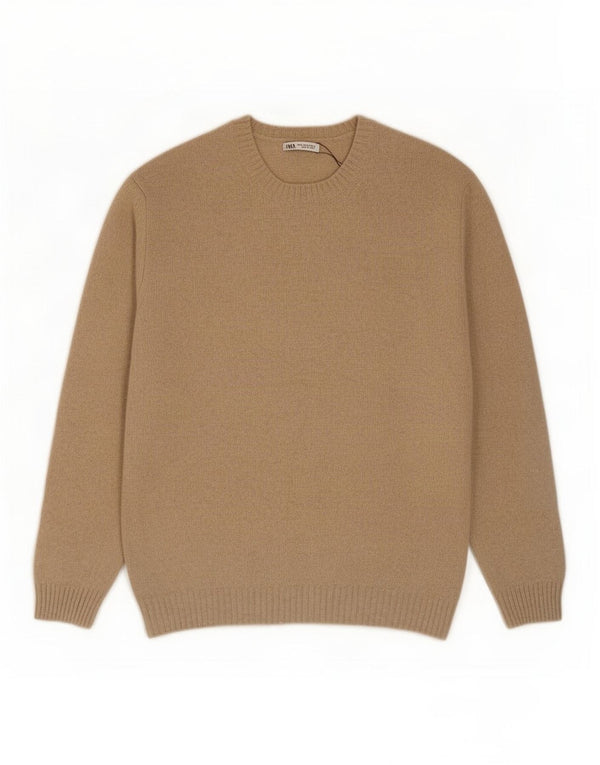 Maglione maglione girocollo da uomo Zara XL in lana beige