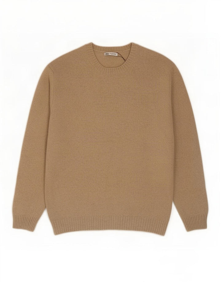 Maglione maglione girocollo da uomo Zara XL in lana beige