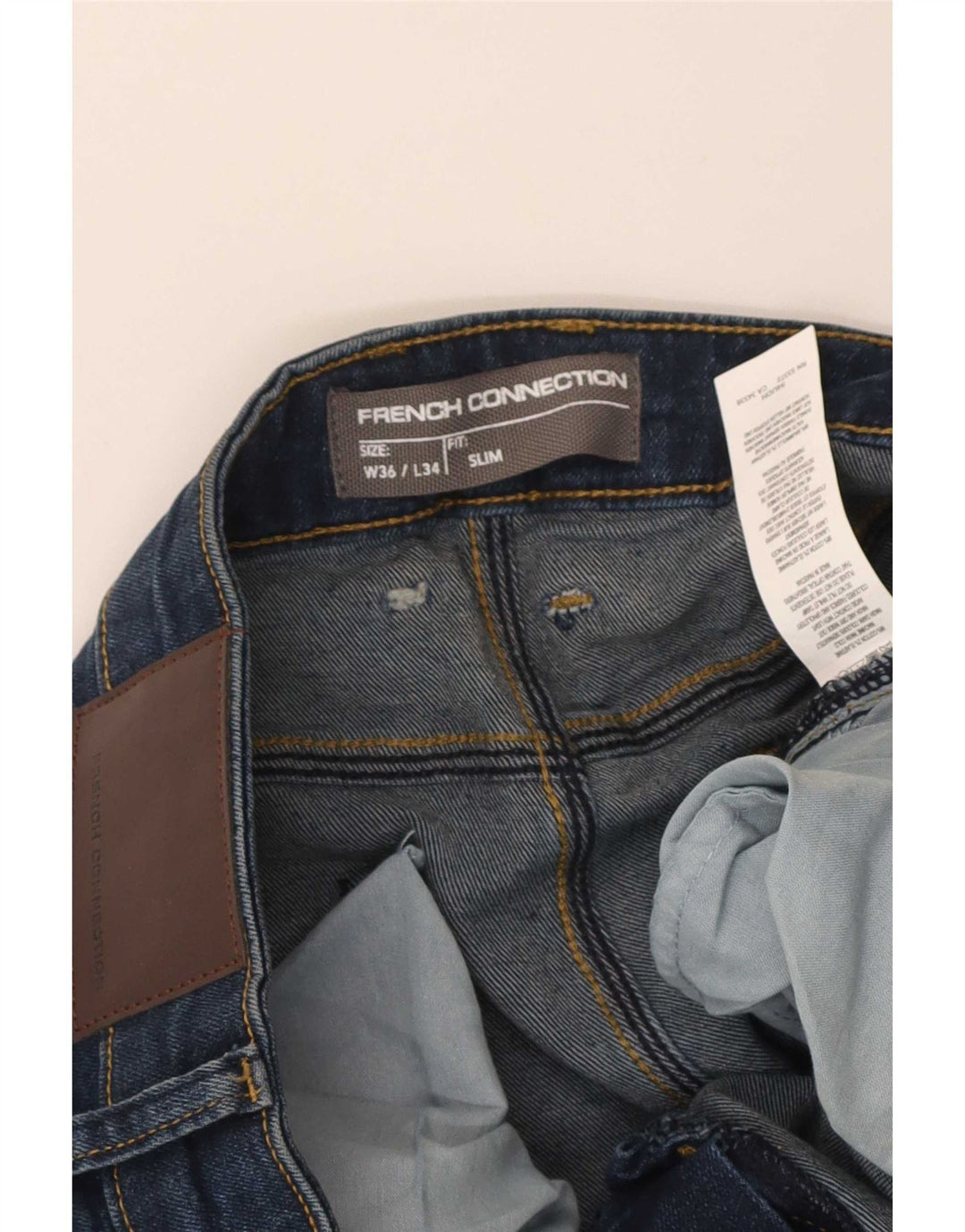 Jeans slim da uomo French Connection W36 L34 cotone blu