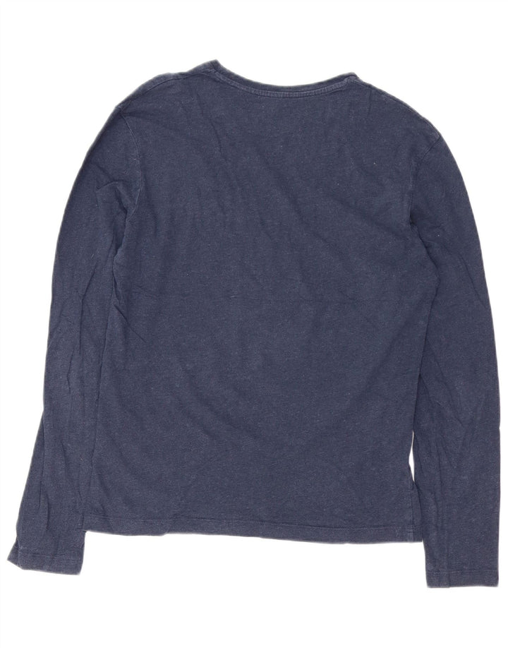 CALVIN KLEIN Top grafico da uomo a maniche lunghe piccolo in cotone blu navy