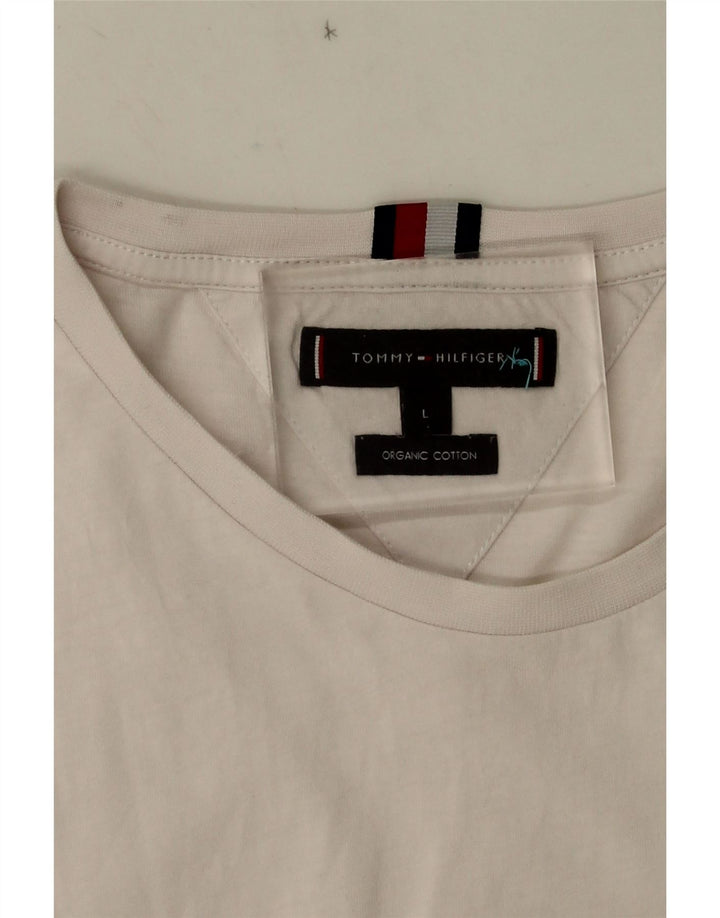 T-shirt grafica da uomo Tommy Hilfiger Top grande in cotone bianco