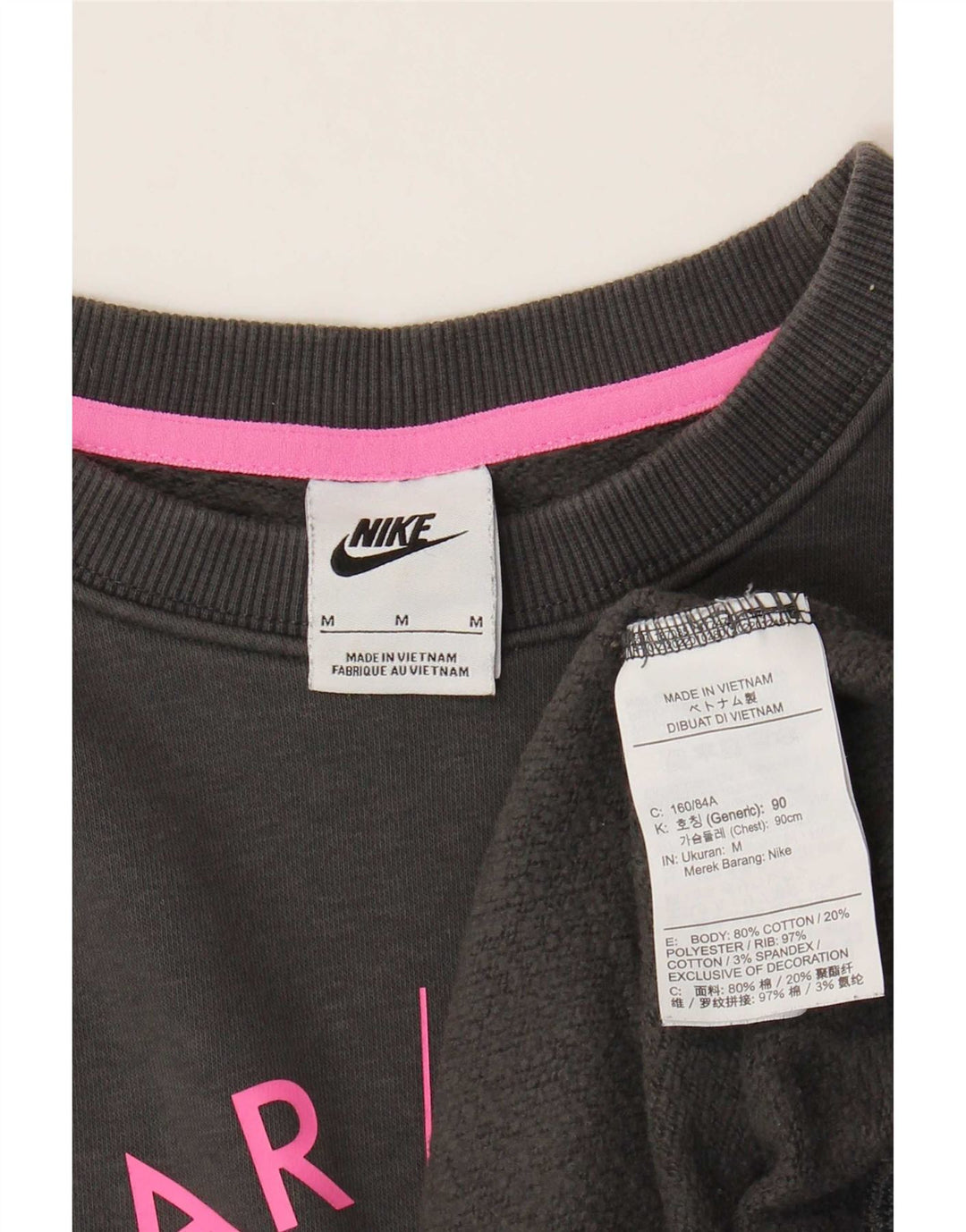 Felpa oversize con grafica Nike da donna UK 14 Cotone grigio medio