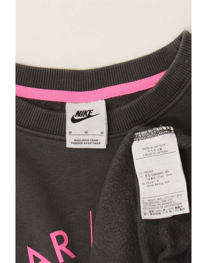 Felpa oversize con grafica Nike da donna UK 14 Cotone grigio medio