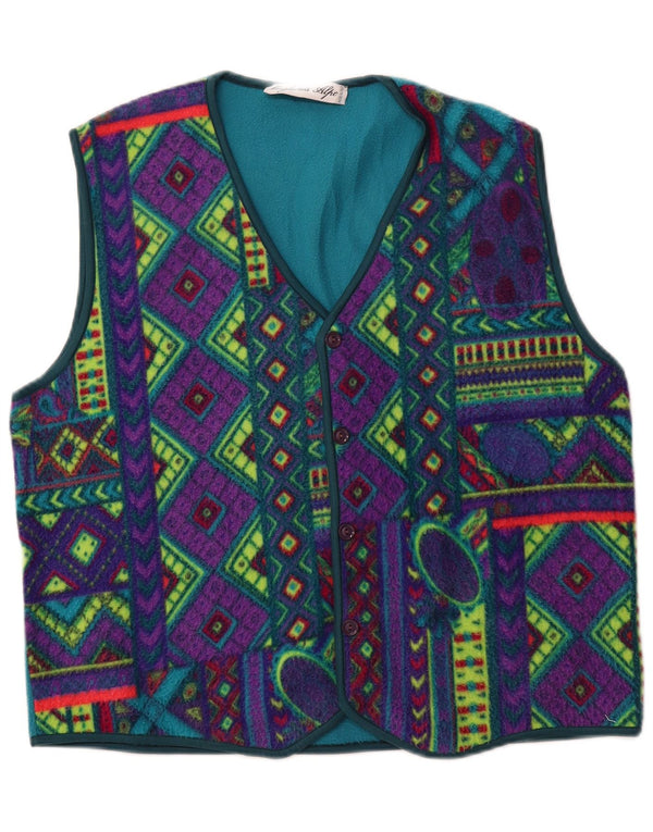 Gilet in pile da uomo VINTAGE UK 42 XL multicolore geometrico