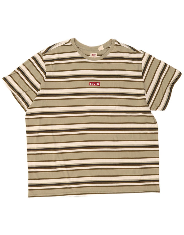 T-shirt grafica da uomo Levi's Top XL in cotone a righe kaki