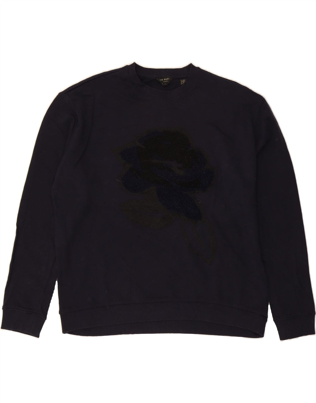 TED BAKER Mens Graphic Sweatshirt Jumper Size 4 Large Navy Blue Cotton Vintage Ted Baker and Second-Hand Ted Baker from Messina Hembry 