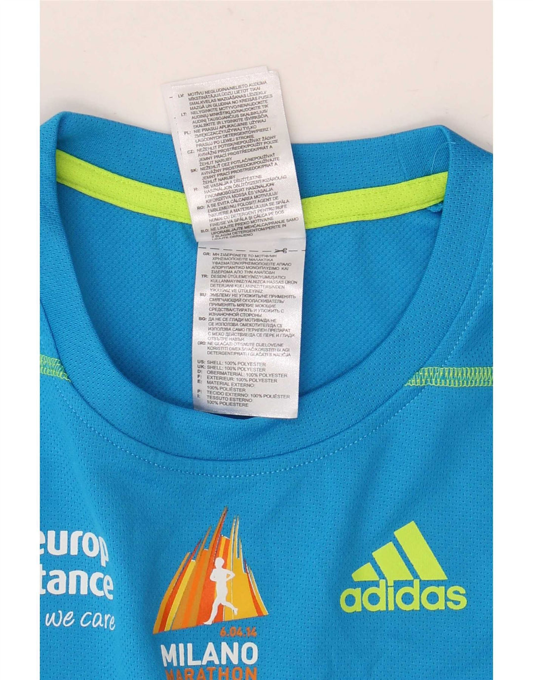 T-shirt grafica Adidas da uomo Climalite Top XS poliestere blu