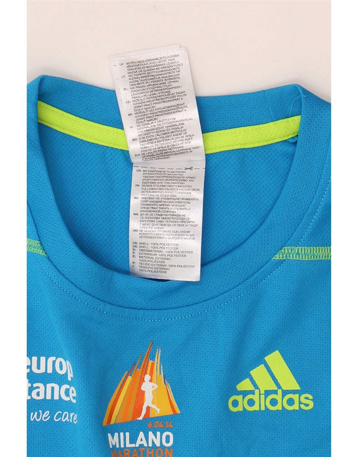 T-shirt grafica Adidas da uomo Climalite Top XS poliestere blu