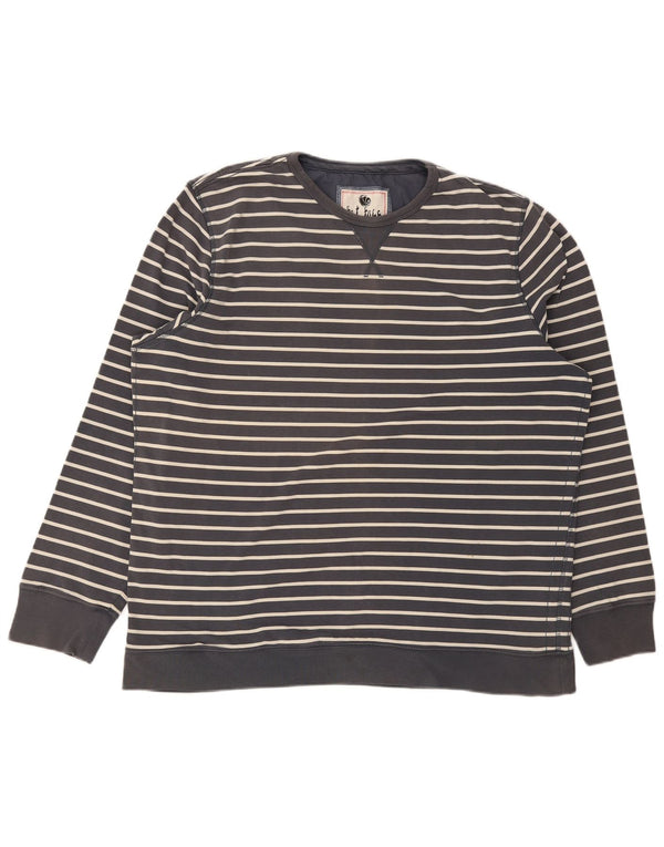 Felpa da uomo Fat Face Maglione 2XL Cotone a righe grigie