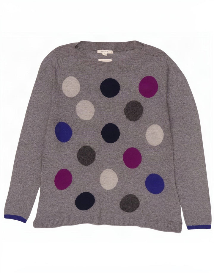 Maglione maglione con scollo a barca da donna White Stuff UK 10 Piccolo grigio geometrico