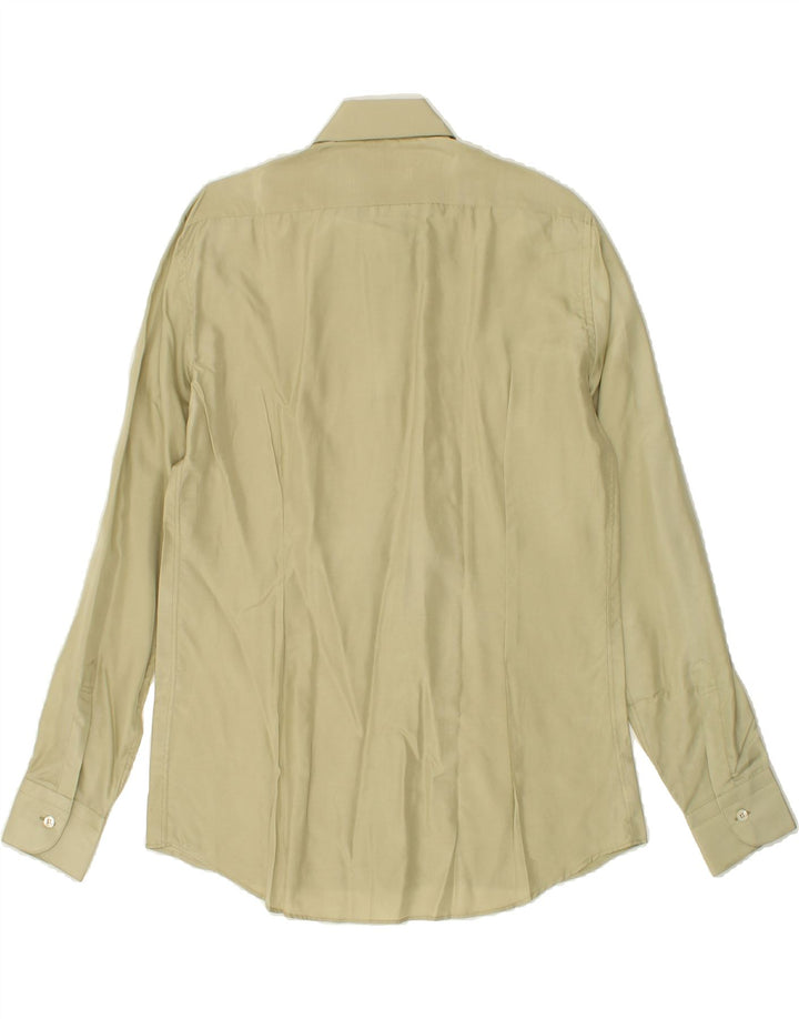 Camicia da uomo VINTAGE taglia 16 41 grande seta kaki