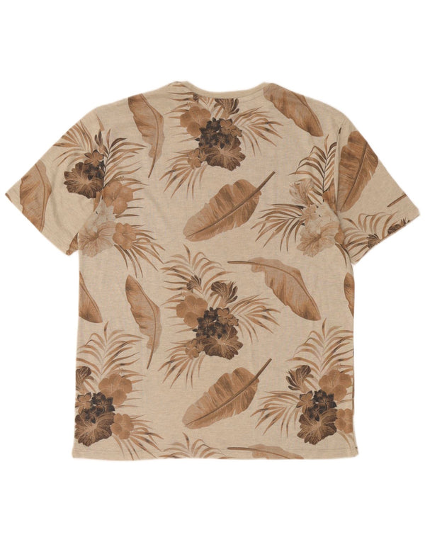T-shirt grafica da uomo Zara Top XL Poliestere floreale beige