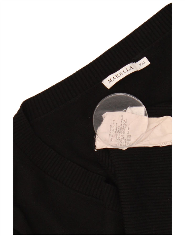 MARELLA Maglione militare da donna con scollo a V UK 20 2XL Viscosa nera
