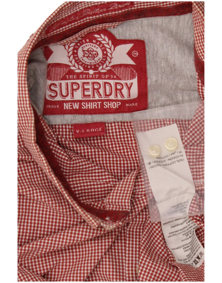 Camicia da uomo SUPERDRY XL in cotone a quadretti rossi