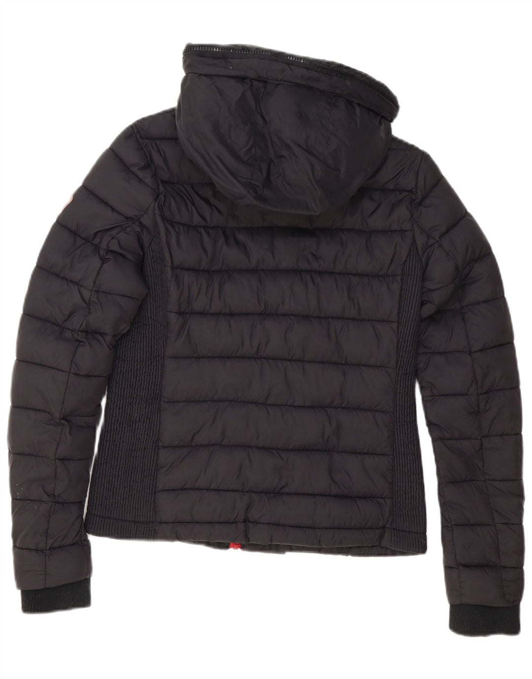 Giacca imbottita con cappuccio da donna Superdry UK 12 nylon nero medio