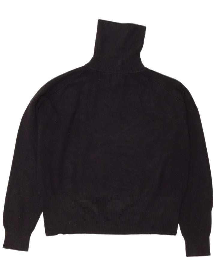 JACK WILLS Maglione oversize da donna con collo e zip UK 14 Large Nero