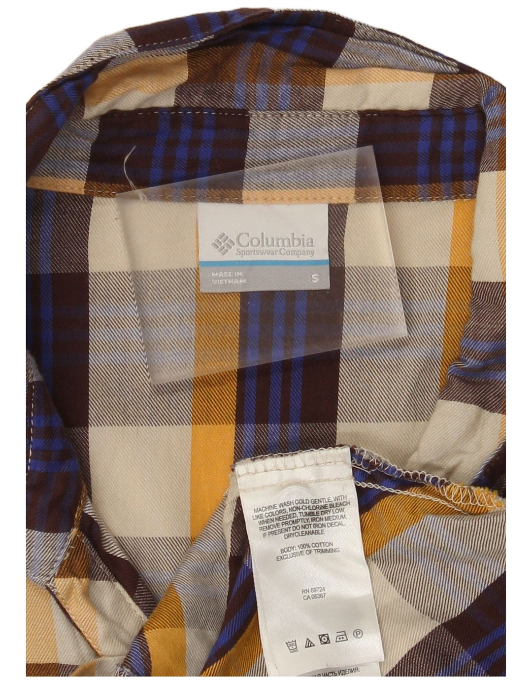 Camicia in flanella da donna Columbia UK 10 piccolo cotone a quadri multicolore