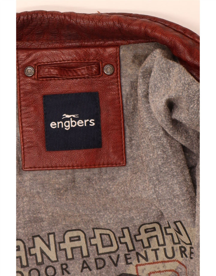 ENGBERS Giacca in pelle da uomo UK 46 3XL Borgogna