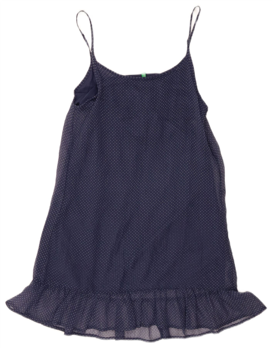 BENETTON Camicetta senza maniche da donna UK 6 XS Poliestere maculato blu navy