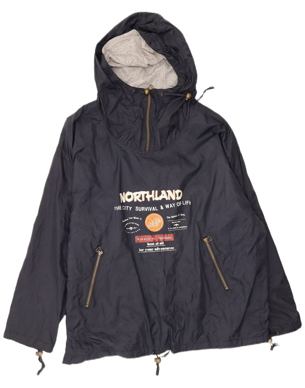 Giacca anorak con cappuccio grafica da uomo Northland vestibilità ampia UK 40 grande blu navy
