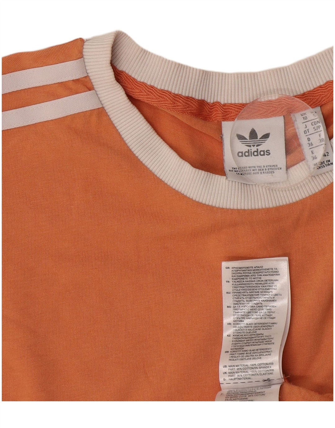 T-shirt da donna Adidas Top UK 10 piccola in cotone arancione