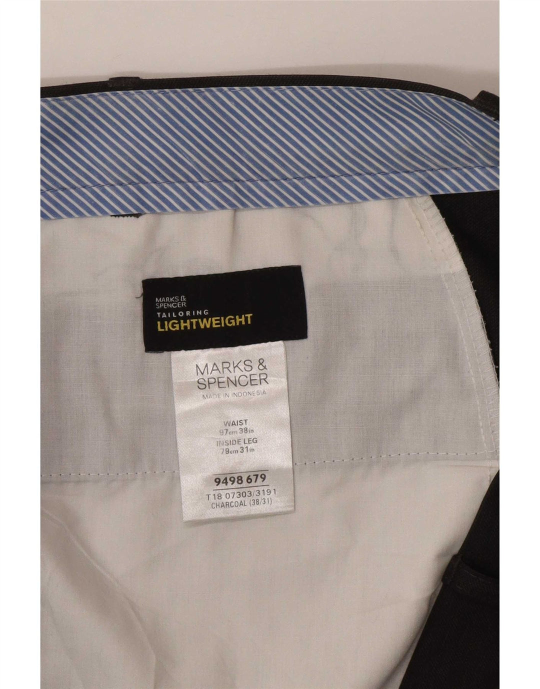 Pantaloni da abito dritti da uomo Marks & Spencer W38 L31 poliestere grigio