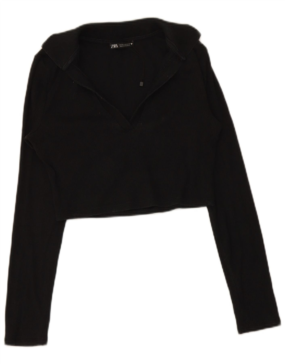 Polo corta da donna a maniche lunghe Zara UK 12 media nera