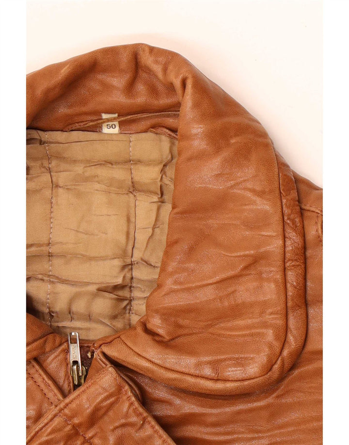 Giacca in pelle da uomo vintage IT 50 Large Marrone