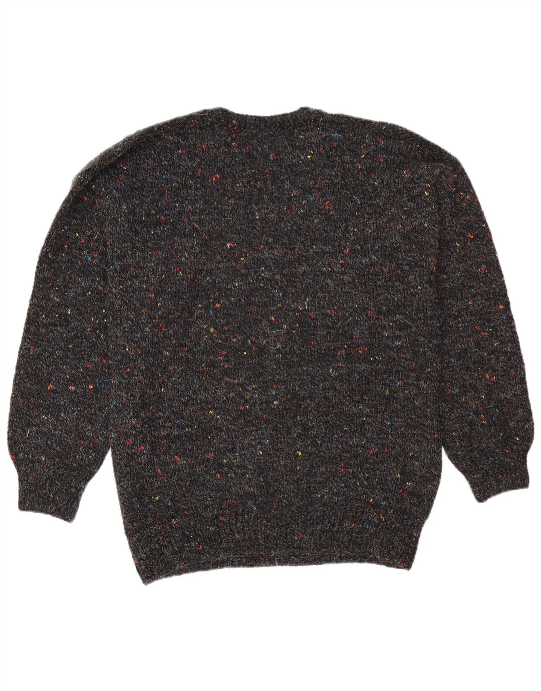 Maglione maglione girocollo da uomo vintage grande nero screziato