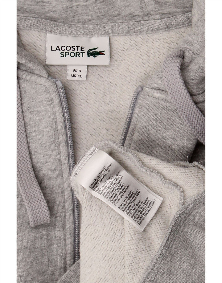 Maglione con cappuccio e zip da uomo LACOSTE taglia 6 XL in cotone grigio