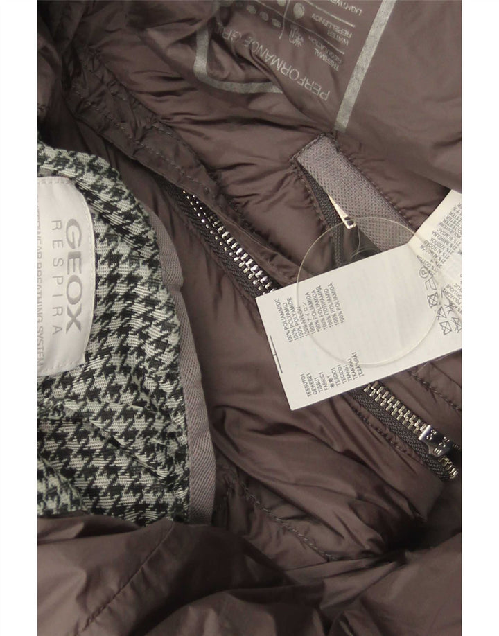 Cappotto imbottito da donna Geox UK 16 Large Grigio geometrico in poliammide