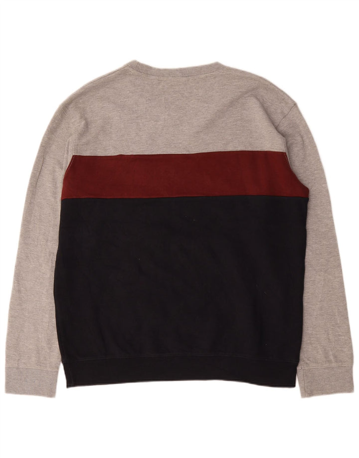 Maglione maglione girocollo da uomo Zara XL in cotone color block multicolore