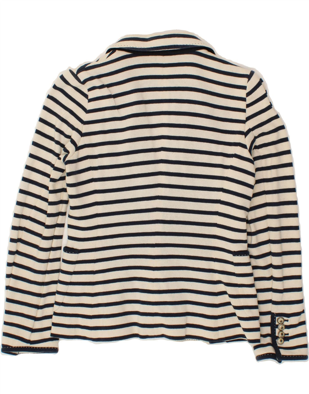 ZARA Womens 2 Button Blazer Jacket UK 6 XS Navy Blue Striped Nautical Vintage Zara and Second-Hand Zara from Messina Hembry 