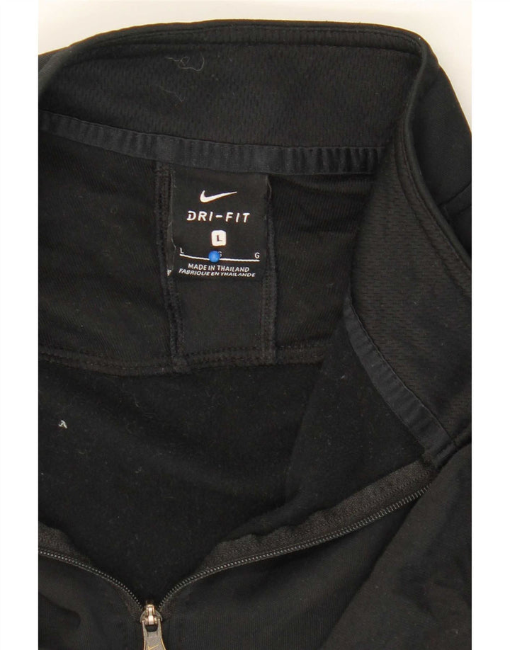 Nike Uomo Dri Fit Zip Collo Pullover Tuta Top Large Nero Poliestere