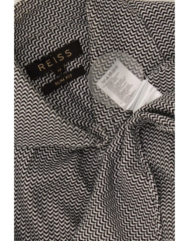 Camicia Reiss da uomo slim fit in cotone Chevron nero medio