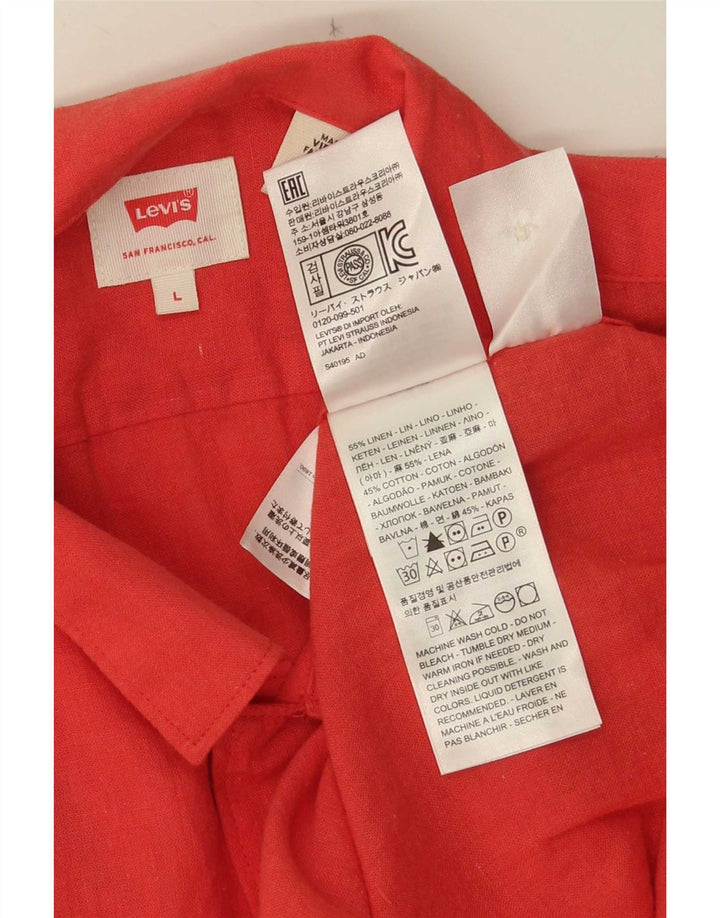 Camicia a maniche corte da uomo Levi's Large in lino rosso