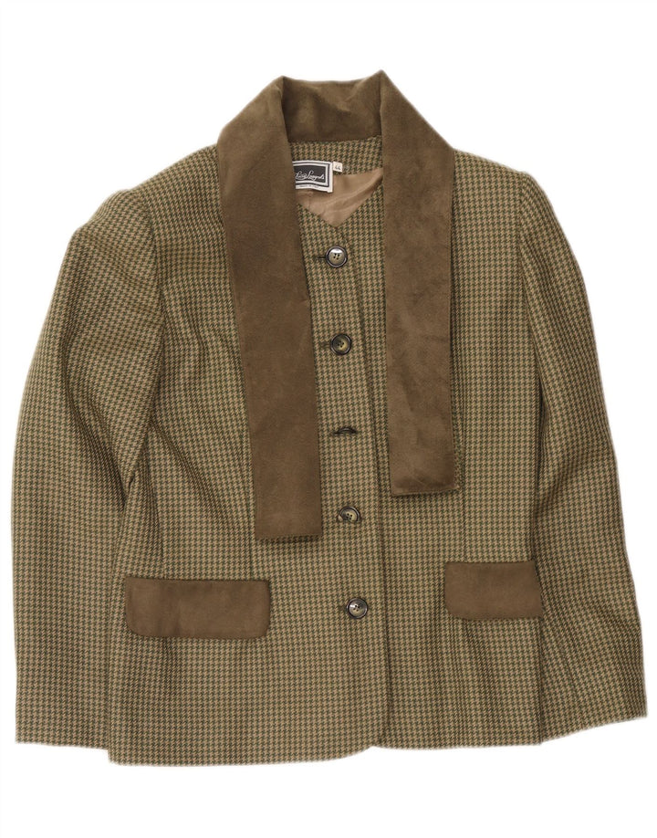 Luisa Spagnoli Giacca Blazer a 5 Bottoni da Donna IT 44 Medio Pied De Poule Kaki