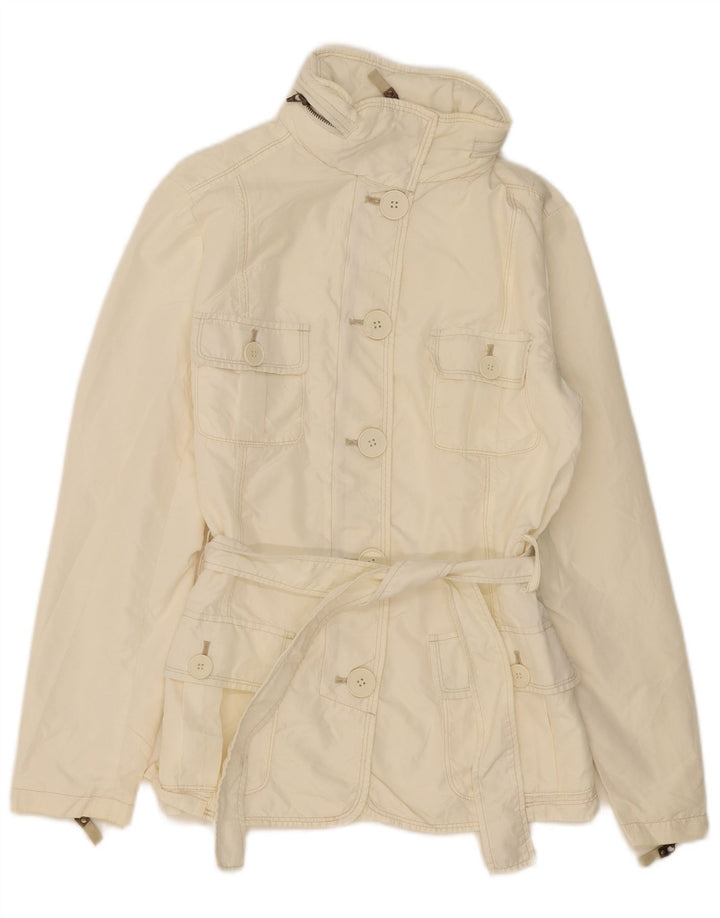 Giacca pratica con cappuccio da donna Zara UK 10 piccola in nylon bianco sporco