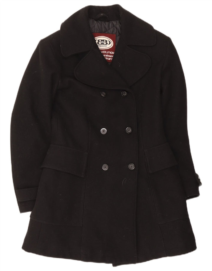 Cappotto doppiopetto da donna Bomb Boogie UK 10 piccolo in lana nera
