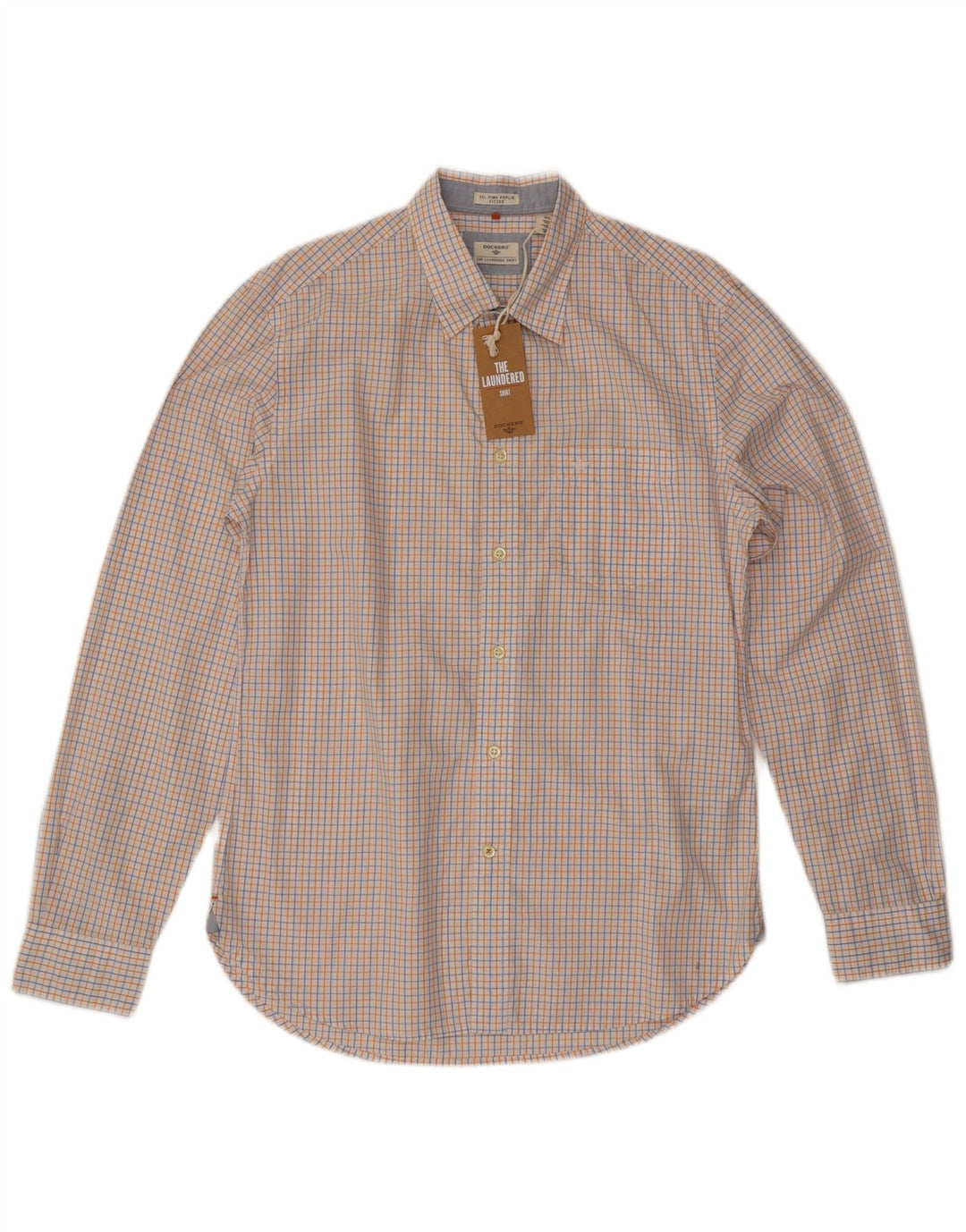 Camicia aderente da uomo Dockers in cotone a quadri bianco medio