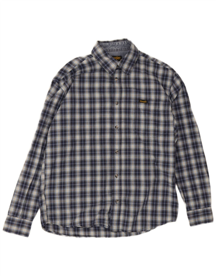 Camicia da uomo Wrangler in cotone a quadri blu navy medio