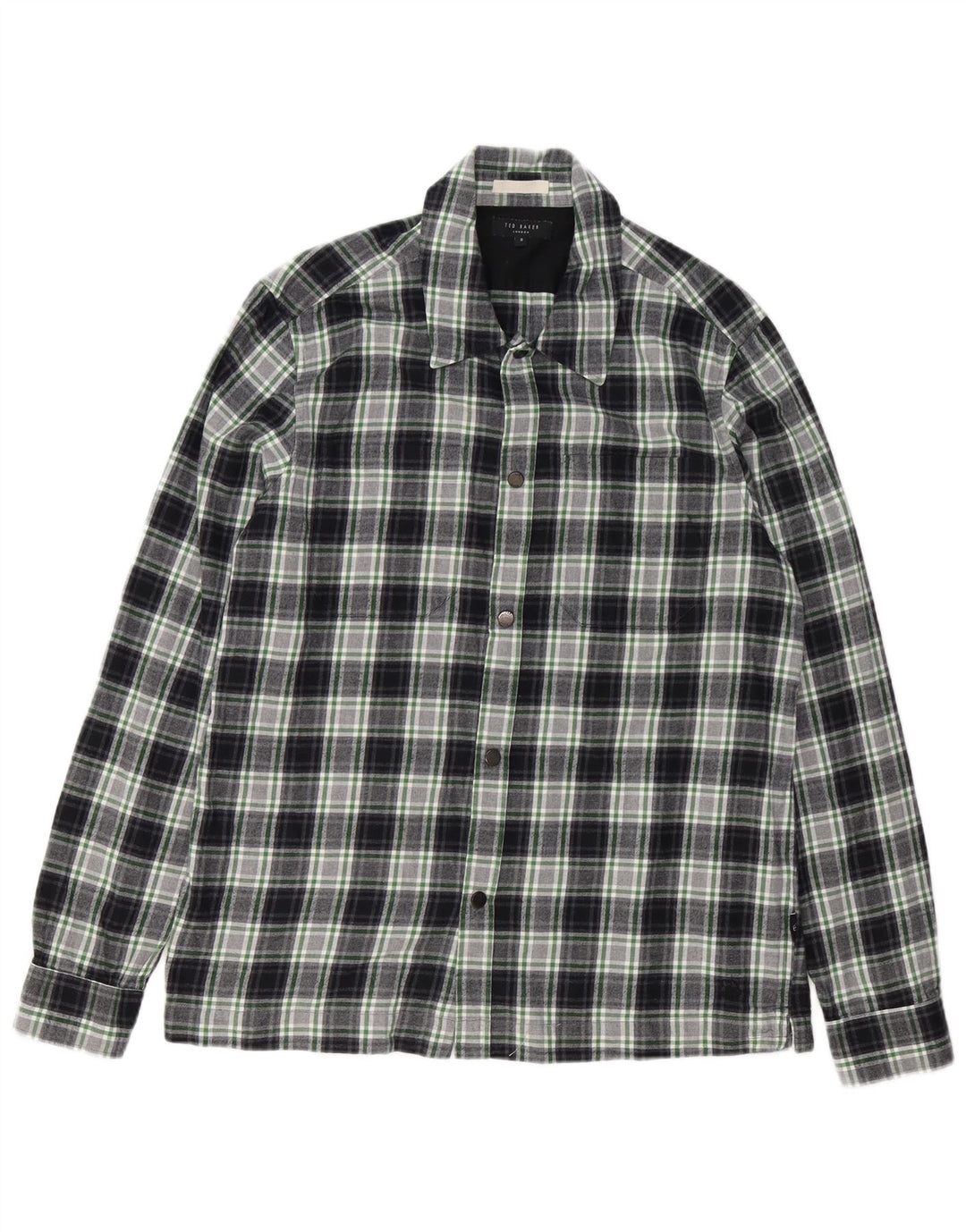 Ted Baker Camicia in flanella da uomo taglia 3 Cotone a quadri verde medio