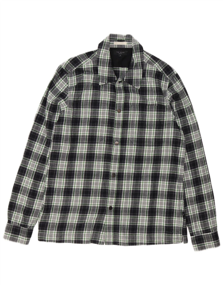 Ted Baker Camicia in flanella da uomo taglia 3 Cotone a quadri verde medio